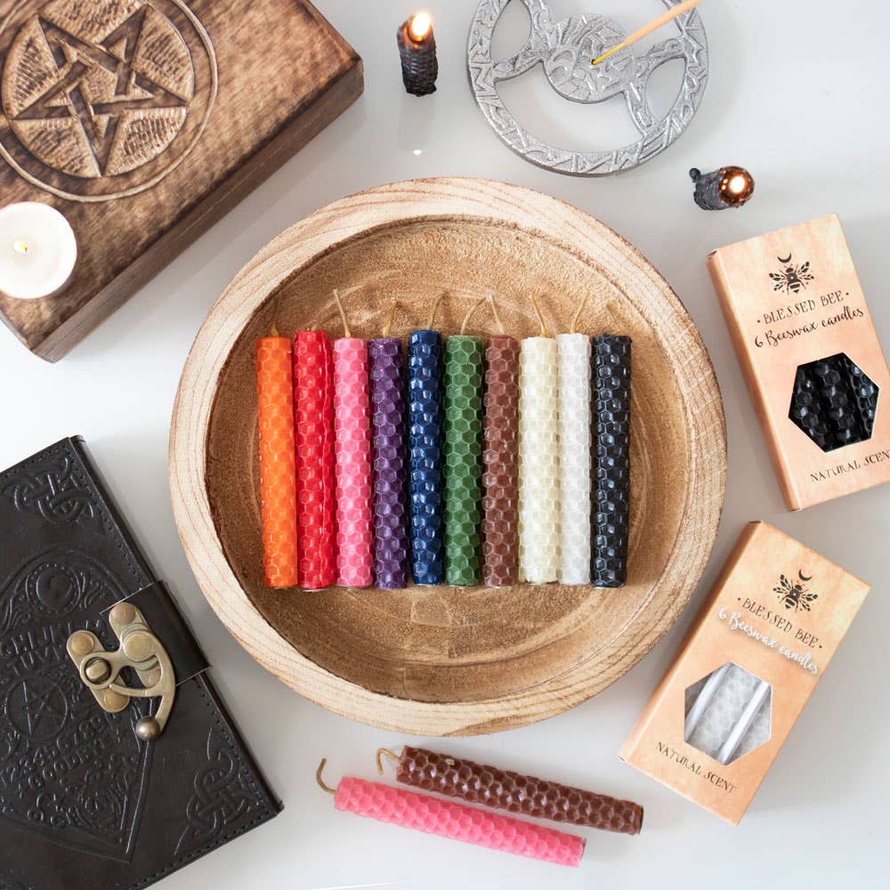 Zauberkerzen aus lilafarbenem Bienenwachs, 6 Stück