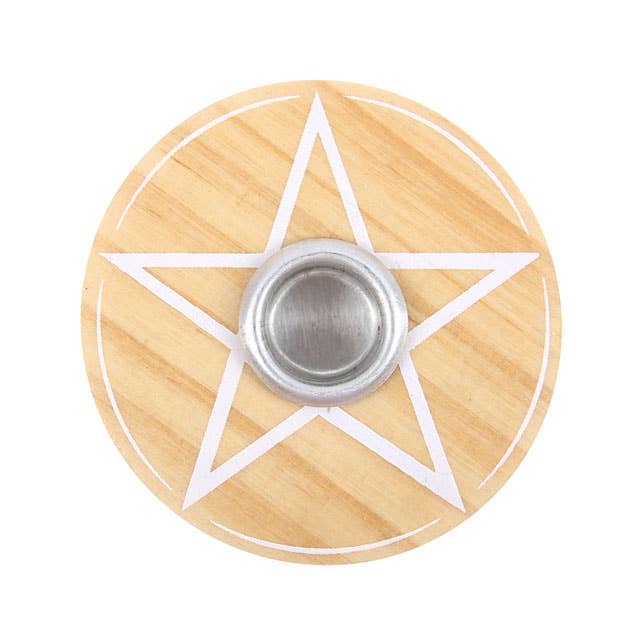 Pentagramm-Zauberkerzenhalter aus natürlichem Holz