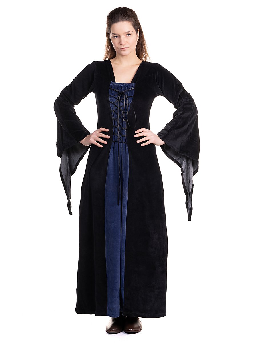 Samtkleid Raven in Schwarz-Blau