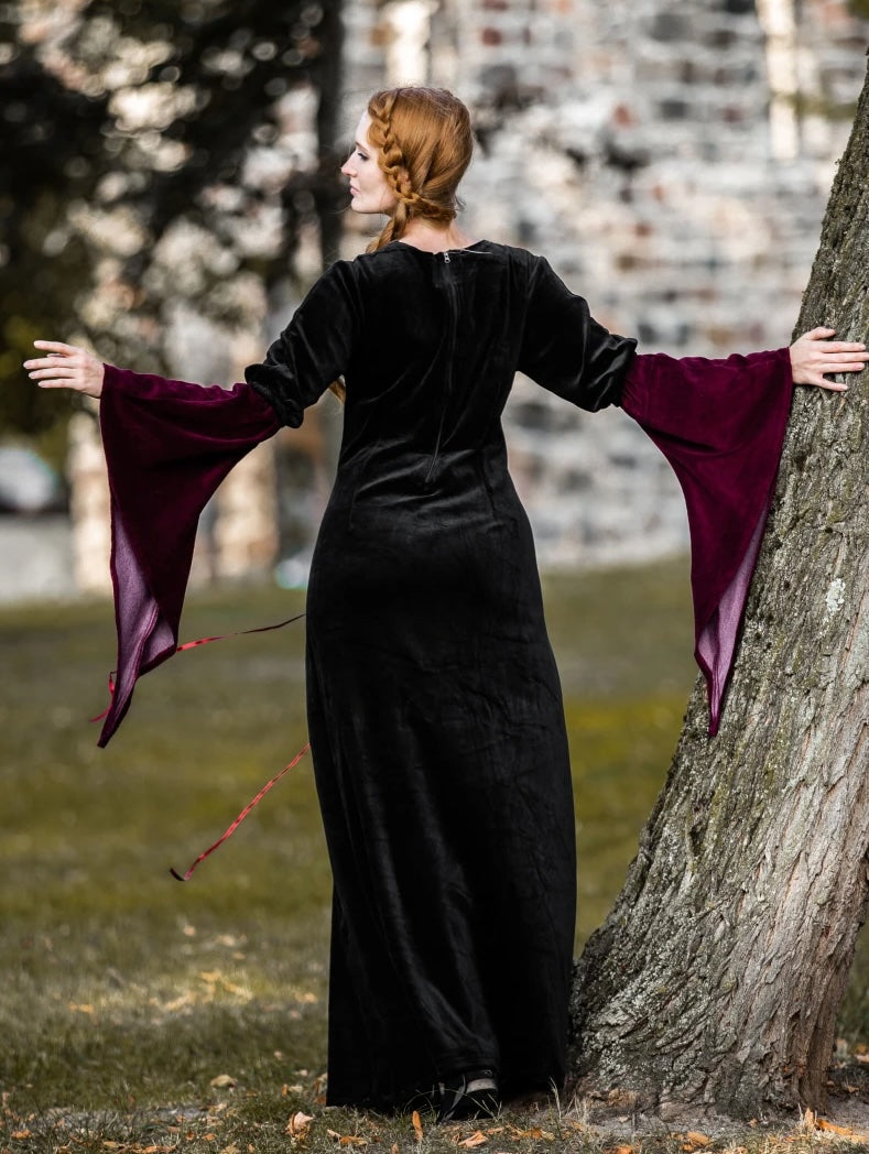 Samtkleid Raven in Schwarz-Rot