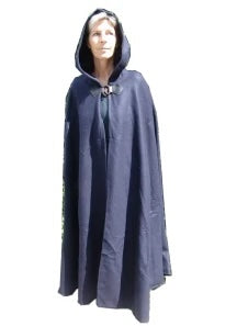 Mittelalter Umhang mit Wolfsspange blau