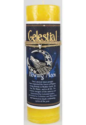 Celestial Moon Kerze mit Wolfsamulett